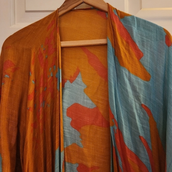 Tropical print colorful beach kimono one size viscose - Picture 2 of 5